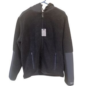 NWTs Asher Golf Reversible Sherpa Jacket Men’s Sz M Black Embroider Activewear